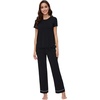 image:imageWiWi Bamboo Viscose Pajama Sets for Women Soft Sleepwear with Pants Set Stretchy 2 Pieces Pjs SXXLStyle Bblack