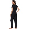 image:imageWiWi Bamboo Viscose Pajama Sets for Women Soft Sleepwear with Pants Set Stretchy 2 Pieces Pjs SXXLStyle Bblack