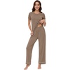 image:imageWiWi Bamboo Viscose Pajama Sets for Women Soft Sleepwear with Pants Set Stretchy 2 Pieces Pjs SXXLStyle Bcamel