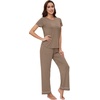 image:imageWiWi Bamboo Viscose Pajama Sets for Women Soft Sleepwear with Pants Set Stretchy 2 Pieces Pjs SXXLStyle Bcamel