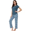 image:imageWiWi Bamboo Viscose Pajama Sets for Women Soft Sleepwear with Pants Set Stretchy 2 Pieces Pjs SXXLStyle BgreenGreen Dots