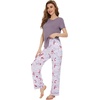 image:imageWiWi Bamboo Viscose Pajama Sets for Women Soft Sleepwear with Pants Set Stretchy 2 Pieces Pjs SXXLStyle BgreyPeony
