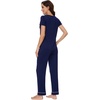image:imageWiWi Bamboo Viscose Pajama Sets for Women Soft Sleepwear with Pants Set Stretchy 2 Pieces Pjs SXXLStyle Bnavy