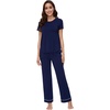 image:imageWiWi Bamboo Viscose Pajama Sets for Women Soft Sleepwear with Pants Set Stretchy 2 Pieces Pjs SXXLStyle Bnavy