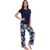 image:imageWiWi Bamboo Viscose Pajama Sets for Women Soft Sleepwear with Pants Set Stretchy 2 Pieces Pjs SXXLStyle Bnavy Floral