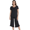image:imageWiWi Bamboo Viscose Pajama Sets for Women Soft Sleepwear with Pants Set Stretchy 2 Pieces Pjs SXXLStyle Cblack