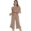 image:imageWiWi Bamboo Viscose Pajama Sets for Women Soft Sleepwear with Pants Set Stretchy 2 Pieces Pjs SXXLStyle Ccamel