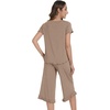 image:imageWiWi Bamboo Viscose Pajama Sets for Women Soft Sleepwear with Pants Set Stretchy 2 Pieces Pjs SXXLStyle Ccamel