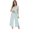 image:imageWiWi Bamboo Viscose Pajama Sets for Women Soft Sleepwear with Pants Set Stretchy 2 Pieces Pjs SXXLStyle Cmist Green
