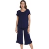 image:imageWiWi Bamboo Viscose Pajama Sets for Women Soft Sleepwear with Pants Set Stretchy 2 Pieces Pjs SXXLStyle Cnavy