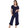image:imageWiWi Bamboo Viscose Pajama Sets for Women Soft Sleepwear with Pants Set Stretchy 2 Pieces Pjs SXXLStyle Cnavy
