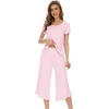 image:imageWiWi Bamboo Viscose Pajama Sets for Women Soft Sleepwear with Pants Set Stretchy 2 Pieces Pjs SXXLStyle Cpink