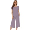 image:imageWiWi Bamboo Viscose Pajama Sets for Women Soft Sleepwear with Pants Set Stretchy 2 Pieces Pjs SXXLStyle Cviolet