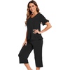 image:imageWiWi Bamboo Viscose Pajama Sets for Women Soft Sleepwear with Pants Set Stretchy 2 Pieces Pjs SXXLStyle Dblack