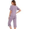 image:imageWiWi Bamboo Viscose Pajama Sets for Women Soft Sleepwear with Pants Set Stretchy 2 Pieces Pjs SXXLStyle Dviolet