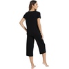 image:imageWiWi Bamboo Viscose Pajama Sets for Women Soft Sleepwear with Pants Set Stretchy 2 Pieces Pjs SXXLStyle Eblack