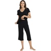 image:imageWiWi Bamboo Viscose Pajama Sets for Women Soft Sleepwear with Pants Set Stretchy 2 Pieces Pjs SXXLStyle Eblack