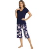 image:imageWiWi Bamboo Viscose Pajama Sets for Women Soft Sleepwear with Pants Set Stretchy 2 Pieces Pjs SXXLStyle EnavyPeony