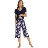 image:imageWiWi Bamboo Viscose Pajama Sets for Women Soft Sleepwear with Pants Set Stretchy 2 Pieces Pjs SXXLStyle EnavyPeony