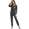image:imageWiWi Bamboo Viscose Pajamas Set for Women Cooling Long Sleeve Sleepwear Super Soft Loungewear Pjs Jogger Pants Lounge SXXLAcharcoal Heather