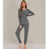 image:imageWiWi Bamboo Viscose Pajamas Set for Women Cooling Long Sleeve Sleepwear Super Soft Loungewear Pjs Jogger Pants Lounge SXXLAdark Heather Grey