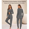 image:imageWiWi Bamboo Viscose Pajamas Set for Women Cooling Long Sleeve Sleepwear Super Soft Loungewear Pjs Jogger Pants Lounge SXXLAdark Heather Grey