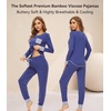 image:imageWiWi Bamboo Viscose Pajamas Set for Women Cooling Long Sleeve Sleepwear Super Soft Loungewear Pjs Jogger Pants Lounge SXXLAindigo Blue