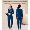 image:imageWiWi Bamboo Viscose Pajamas Set for Women Cooling Long Sleeve Sleepwear Super Soft Loungewear Pjs Jogger Pants Lounge SXXLAink Blue