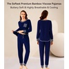 image:imageWiWi Bamboo Viscose Pajamas Set for Women Cooling Long Sleeve Sleepwear Super Soft Loungewear Pjs Jogger Pants Lounge SXXLAnavy