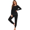 image:imageWiWi Bamboo Viscose Pajamas Set for Women Cooling Long Sleeve Sleepwear Super Soft Loungewear Pjs Jogger Pants Lounge SXXLAsolid Black