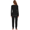 image:imageWiWi Bamboo Viscose Pajamas Set for Women Cooling Long Sleeve Sleepwear Super Soft Loungewear Pjs Jogger Pants Lounge SXXLAsolid Black
