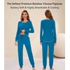 image:imageWiWi Bamboo Viscose Pajamas Set for Women Cooling Long Sleeve Sleepwear Super Soft Loungewear Pjs Jogger Pants Lounge SXXLAteal Blue