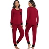 image:imageWiWi Bamboo Viscose Pajamas Set for Women Cooling Long Sleeve Sleepwear Super Soft Loungewear Pjs Jogger Pants Lounge SXXLAwine Red