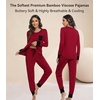 image:imageWiWi Bamboo Viscose Pajamas Set for Women Cooling Long Sleeve Sleepwear Super Soft Loungewear Pjs Jogger Pants Lounge SXXLAwine Red