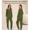 image:imageWiWi Bamboo Viscose Pajamas Set for Women Cooling Long Sleeve Sleepwear Super Soft Loungewear Pjs Jogger Pants Lounge SXXLBarmy Green