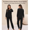 image:imageWiWi Bamboo Viscose Pajamas Set for Women Cooling Long Sleeve Sleepwear Super Soft Loungewear Pjs Jogger Pants Lounge SXXLBblack