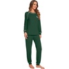 image:imageWiWi Bamboo Viscose Pajamas Set for Women Cooling Long Sleeve Sleepwear Super Soft Loungewear Pjs Jogger Pants Lounge SXXLBdeep Green