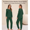 image:imageWiWi Bamboo Viscose Pajamas Set for Women Cooling Long Sleeve Sleepwear Super Soft Loungewear Pjs Jogger Pants Lounge SXXLBdeep Green
