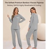 image:imageWiWi Bamboo Viscose Pajamas Set for Women Cooling Long Sleeve Sleepwear Super Soft Loungewear Pjs Jogger Pants Lounge SXXLBheather Grey
