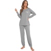 image:imageWiWi Bamboo Viscose Pajamas Set for Women Cooling Long Sleeve Sleepwear Super Soft Loungewear Pjs Jogger Pants Lounge SXXLBheather Grey