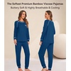 image:imageWiWi Bamboo Viscose Pajamas Set for Women Cooling Long Sleeve Sleepwear Super Soft Loungewear Pjs Jogger Pants Lounge SXXLBink Blue