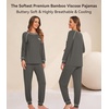 image:imageWiWi Bamboo Viscose Pajamas Set for Women Cooling Long Sleeve Sleepwear Super Soft Loungewear Pjs Jogger Pants Lounge SXXLBiron Grey