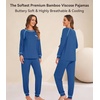 image:imageWiWi Bamboo Viscose Pajamas Set for Women Cooling Long Sleeve Sleepwear Super Soft Loungewear Pjs Jogger Pants Lounge SXXLBprussian Blue
