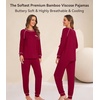 image:imageWiWi Bamboo Viscose Pajamas Set for Women Cooling Long Sleeve Sleepwear Super Soft Loungewear Pjs Jogger Pants Lounge SXXLBwine