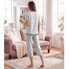 image:imageWiWi Bamboo Viscose Pajamas Set for Women Soft Sleepwear Loose comfy Short Tops with Capri Pants Pjs Loungewear SXXLAash Grey
