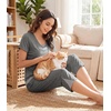 image:imageWiWi Bamboo Viscose Pajamas Set for Women Soft Sleepwear Loose comfy Short Tops with Capri Pants Pjs Loungewear SXXLAdark Heather Grey