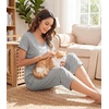 image:imageWiWi Bamboo Viscose Pajamas Set for Women Soft Sleepwear Loose comfy Short Tops with Capri Pants Pjs Loungewear SXXLAheather Grey