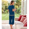 image:imageWiWi Bamboo Viscose Pajamas Set for Women Soft Sleepwear Loose comfy Short Tops with Capri Pants Pjs Loungewear SXXLAink Blue