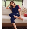 image:imageWiWi Bamboo Viscose Pajamas Set for Women Soft Sleepwear Loose comfy Short Tops with Capri Pants Pjs Loungewear SXXLAnavy