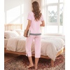 image:imageWiWi Bamboo Viscose Pajamas Set for Women Soft Sleepwear Loose comfy Short Tops with Capri Pants Pjs Loungewear SXXLApink
